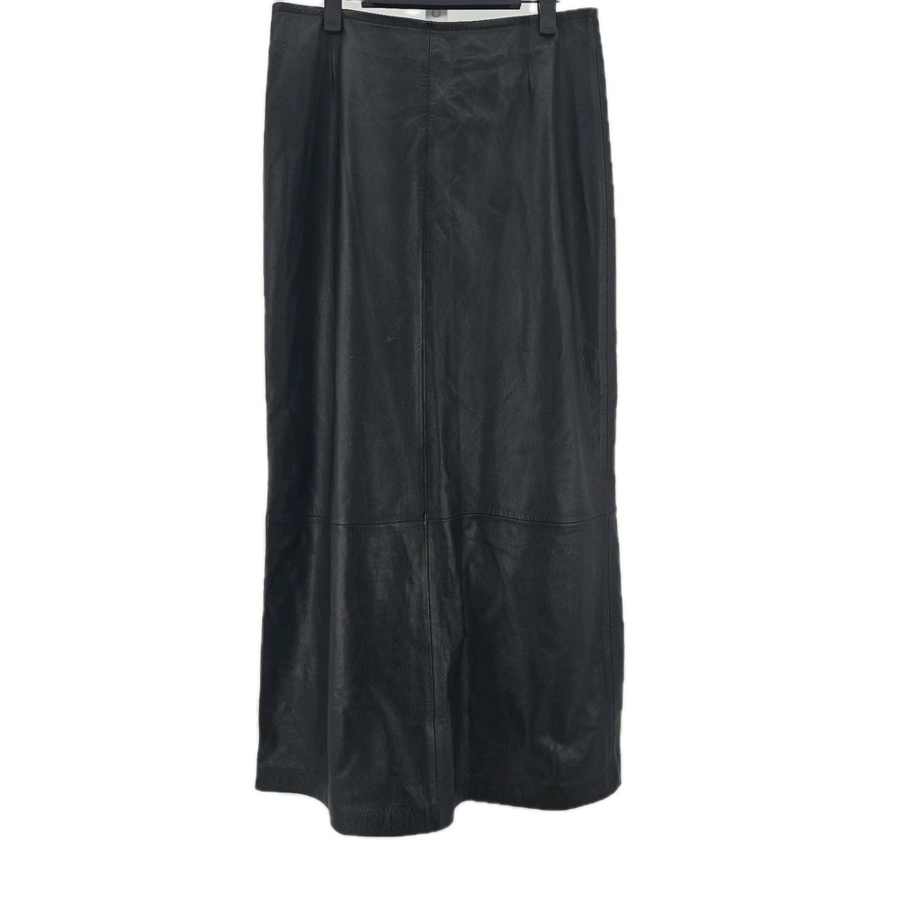 Wilson's Leather Pelle Studio Y2K Black 100% Leather‎ Maxi Skirt Size 8
